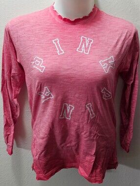PINK Victoria's Secret Oversized Spellout Distressed Long Sleeved Tee